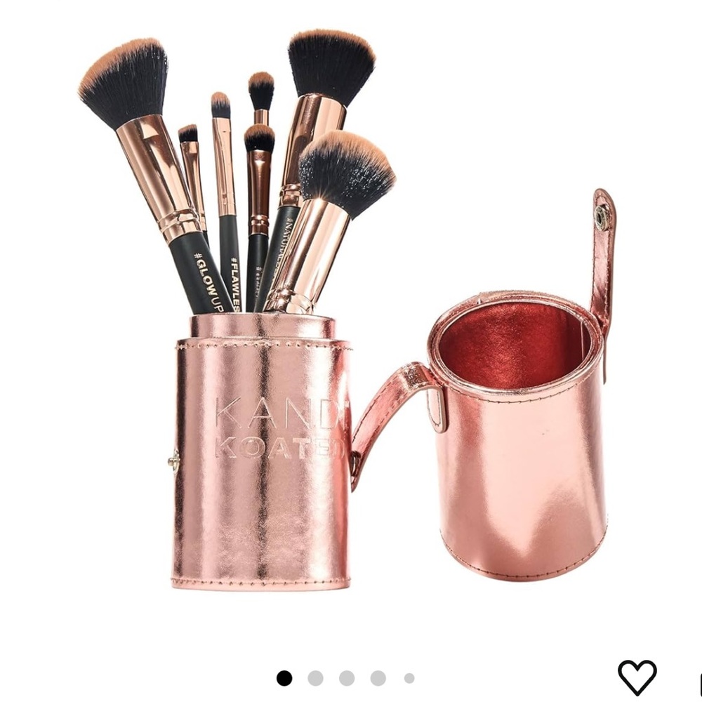 NEW IN BOX Kandi Koated makeup brushes set with faux leather travel case